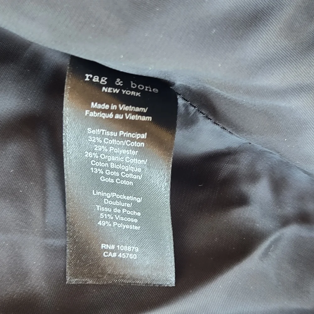 Rag & Bone Ezra Cotton-Blend Linton Tweed Long Blazer Size 0 Cream And Blue - Picture 9 of 9